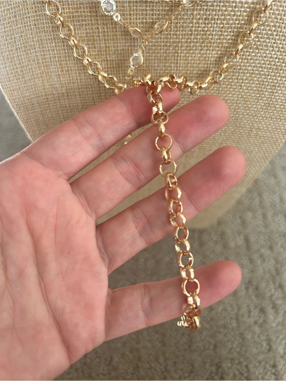 Mango Gold Multi-Layer Pearl & Crystal Lariat Necklace - Picture 6 of 7